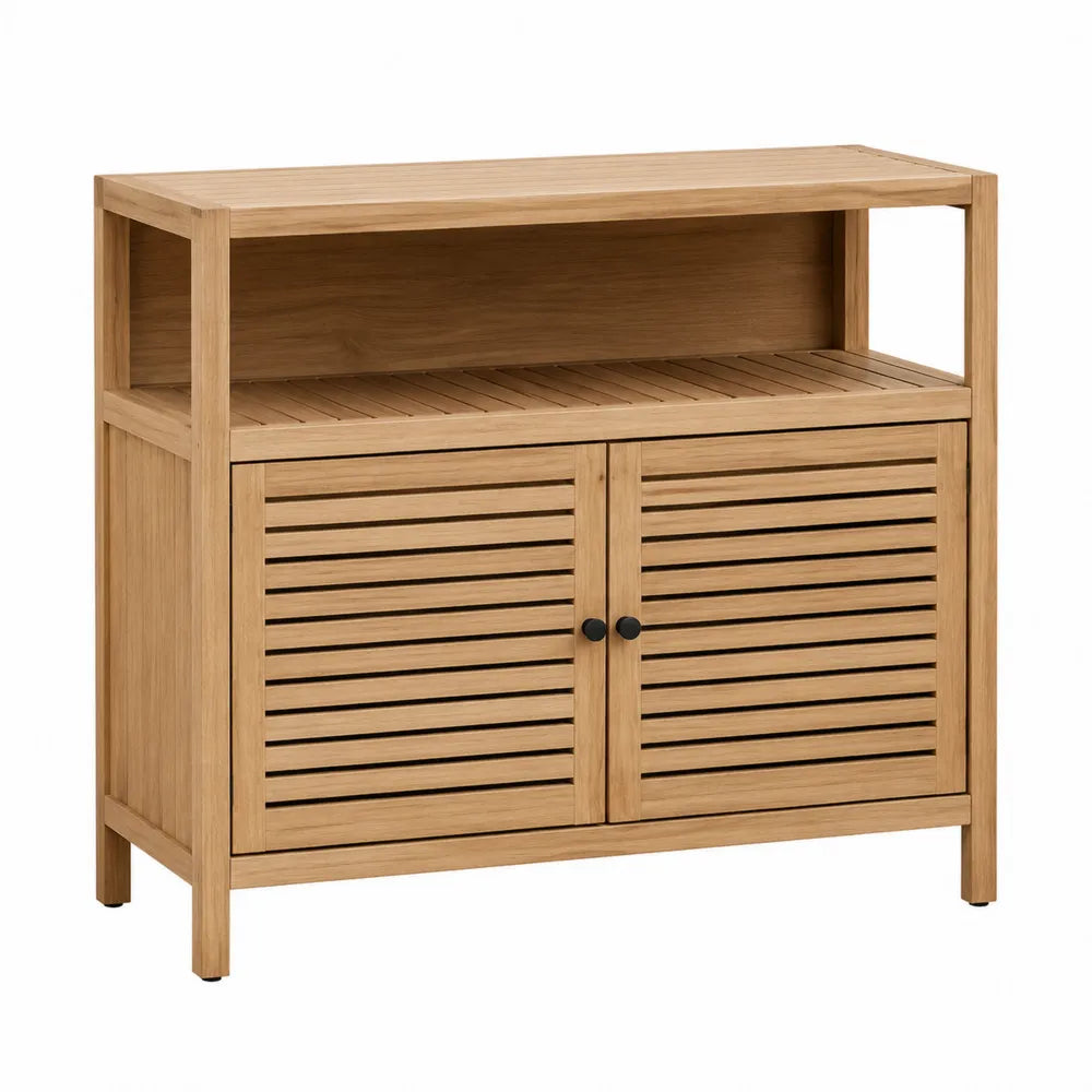 Buffet en bois d'acacia avec étagères