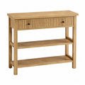 Console en bois de chêne avec tiroir et étagères