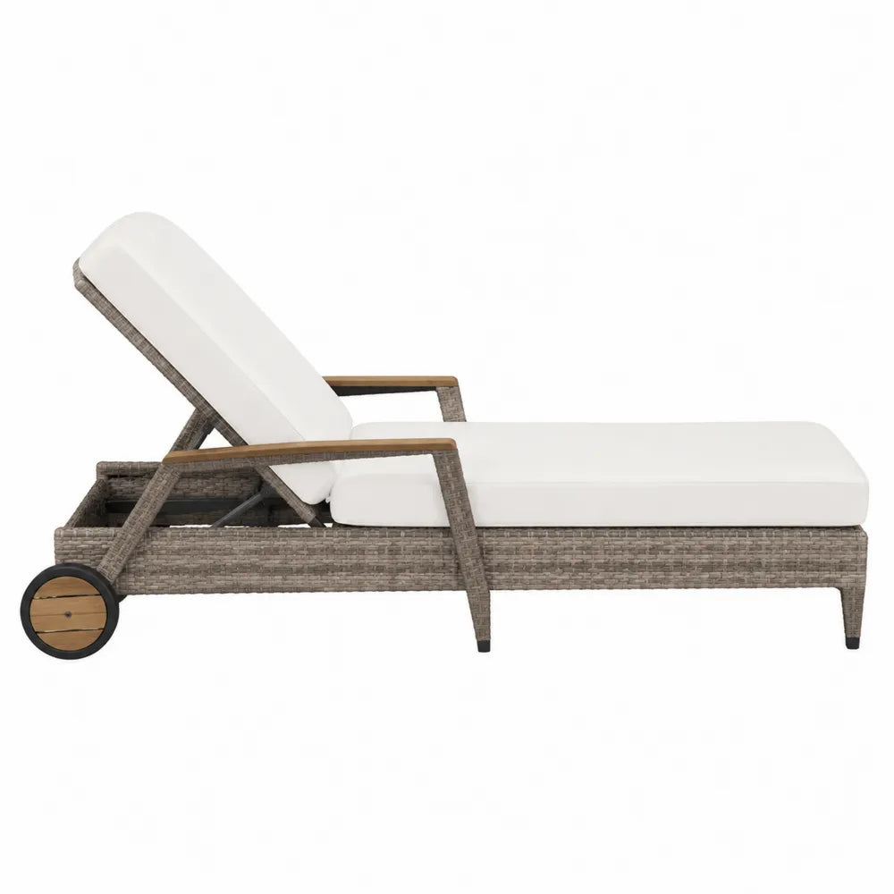 Chaise longue en résine tressée avec coussins en polyester