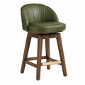 Chaise de bar pivotante en bois et cuir synthétique vert