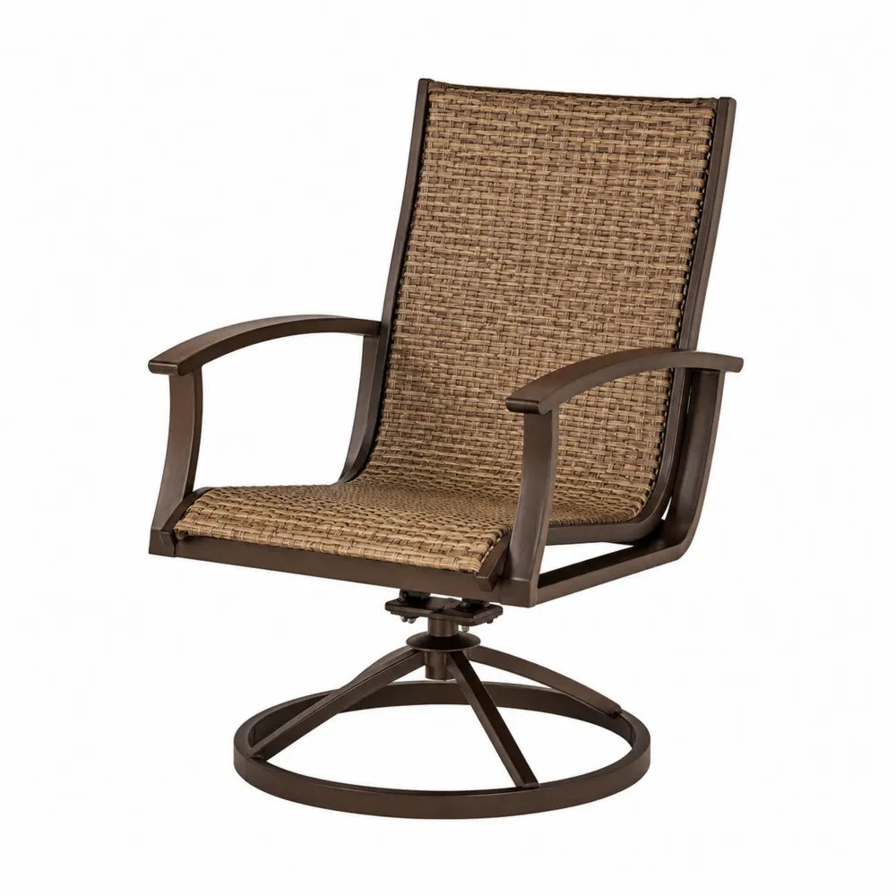 Chaise pivotante extérieure en aluminium et résine tressée marron