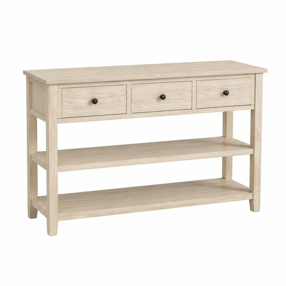 Console en bois avec 3 tiroirs et 2 étagères 120x35x80cm