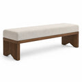 Banc en tissu avec piètement en bois massif 150 cm beige