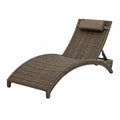 Chaise longue extérieure en résine tressée marron avec dossier réglable