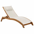 Chaise longue en bois avec tissu polyester beige 200 cm