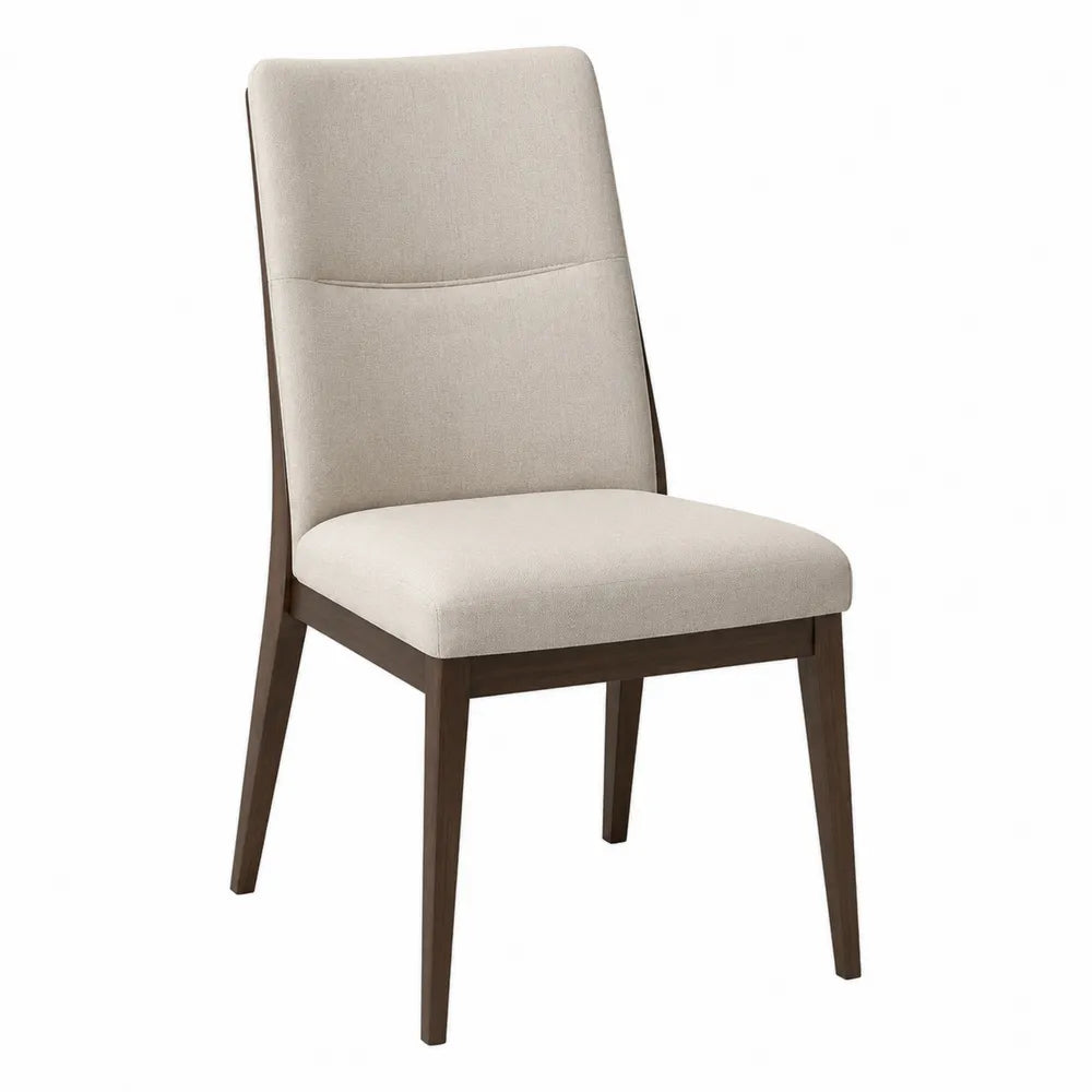 Chaise en bois et tissu polyester beige