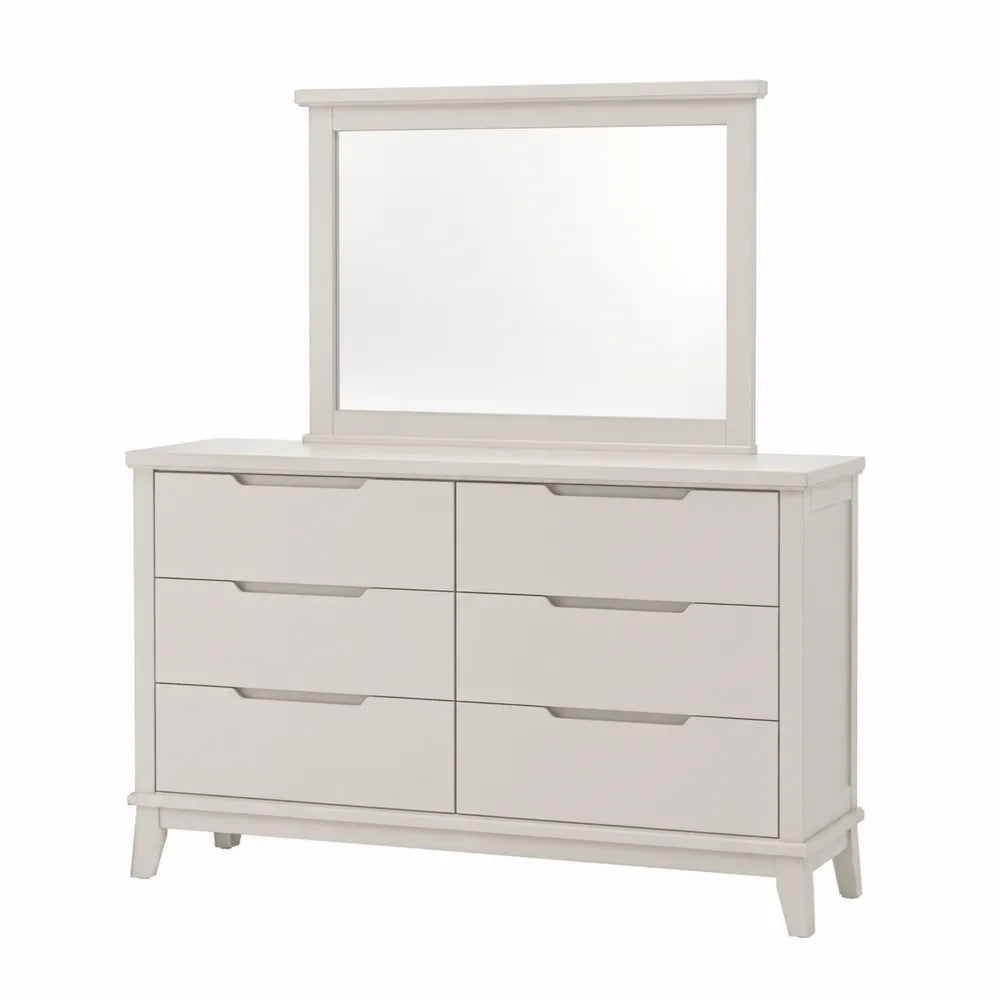 Commode avec Miroir 6 Tiroirs Bois Blanc