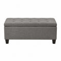 Banc de rangement en bois et tissu polyester gris 120x40x45 cm