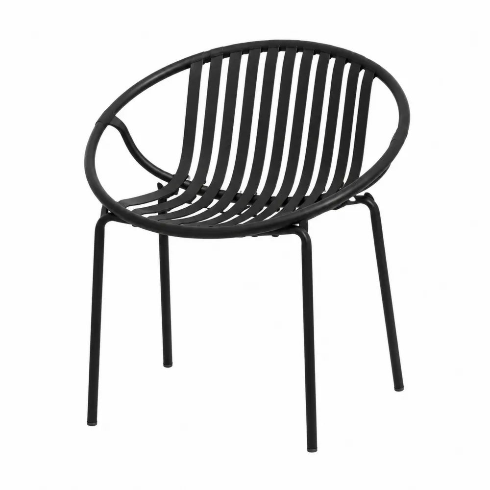 Chaise d'extérieur en métal noir - 75cm x 70cm x 65cm