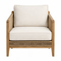 Fauteuil en bois de teck avec coussins en polyester beige