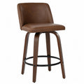Tabouret de bar pivotant en bois et PU brun