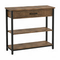 Console en bois et métal avec tiroir 100x30x80 cm, marron/noir