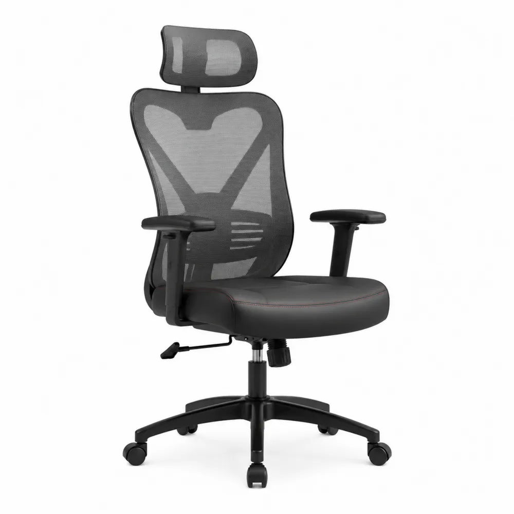 Chaise de bureau en maille noire avec accoudoirs réglables