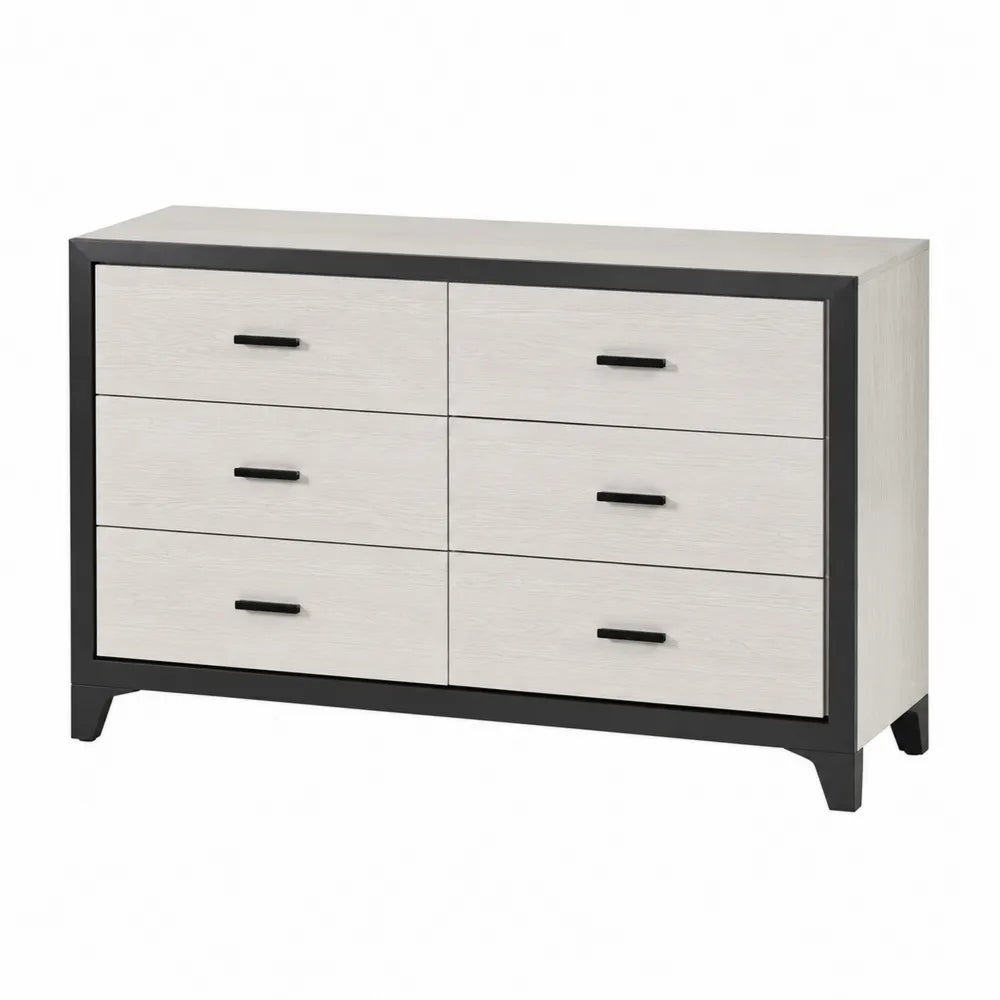 Commode en bois avec 6 tiroirs et cadre noir 120x78x40 cm