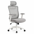 Chaise de bureau en tissu et maille gris avec accoudoirs réglables