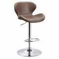 Tabouret de bar en cuir synthétique marron et métal chromé