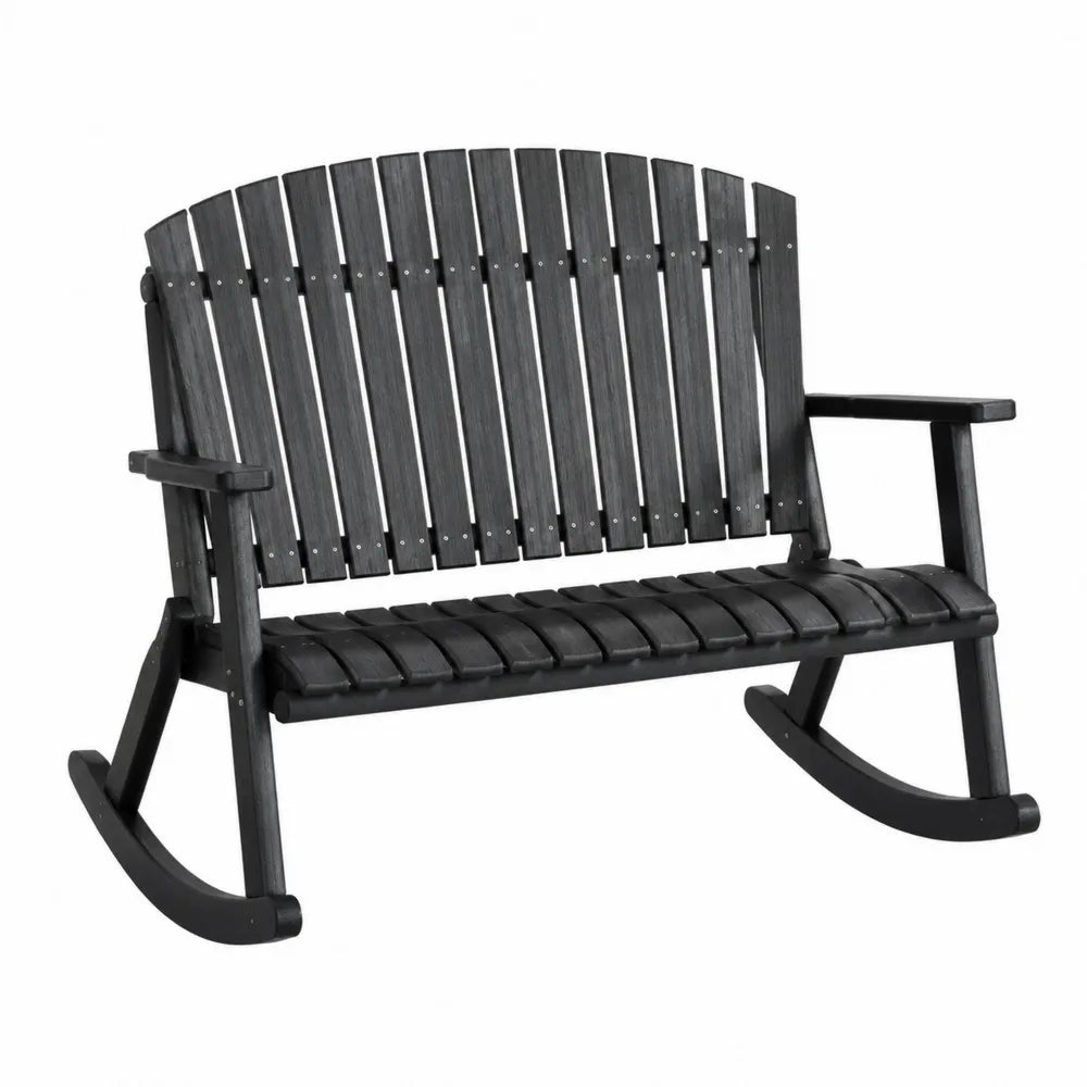Banc à bascule d'extérieur en plastique recyclé 120 cm noir