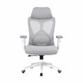 Chaise de bureau en maille grise, accoudoirs et appui-tête réglables