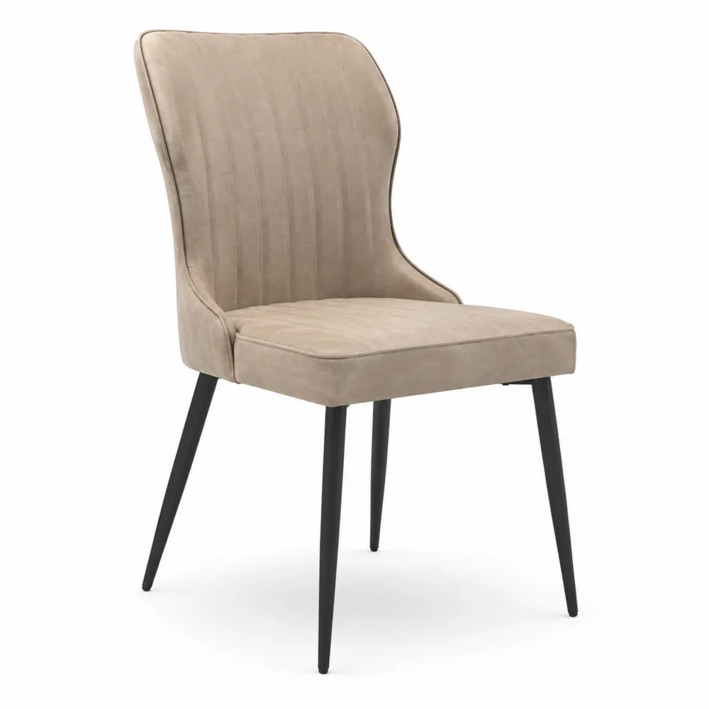 Chaise en tissu avec pieds métalliques noirs
