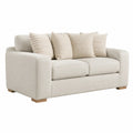 Canapé deux places en bois et tissu beige 150x85x90 cm