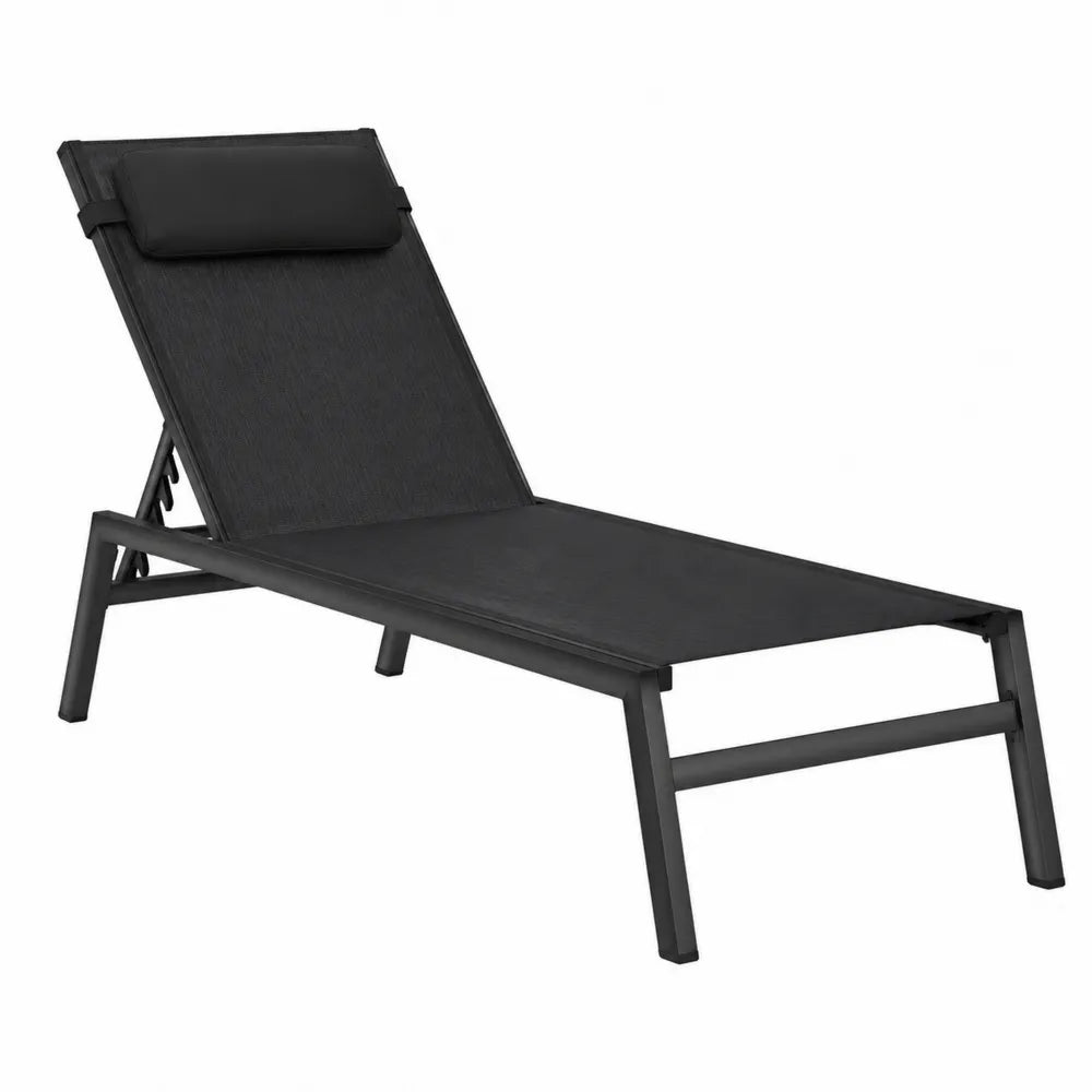 Chaise longue de jardin en aluminium avec dossier inclinable en textilène