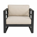 Fauteuil de jardin en aluminium noir avec coussins en polyester beige