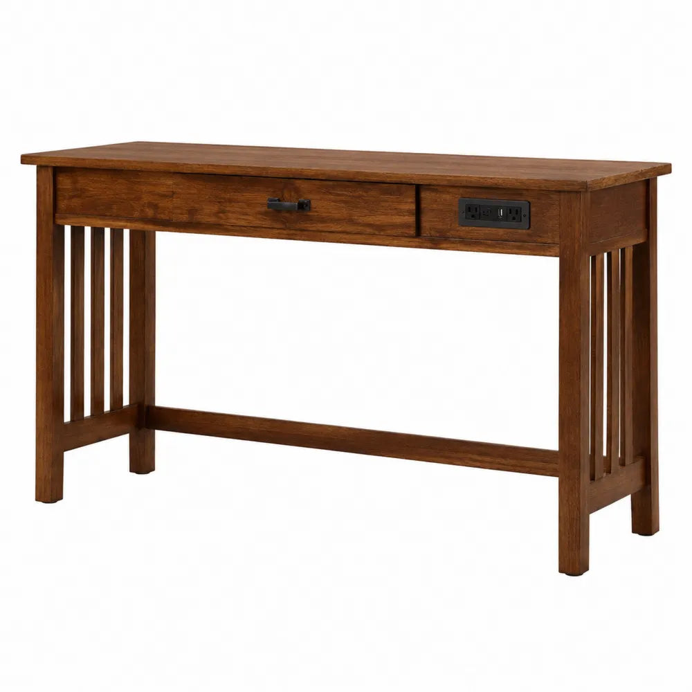 Bureau en bois avec tiroir et prise intégrée 120cm x 40cm x 76cm