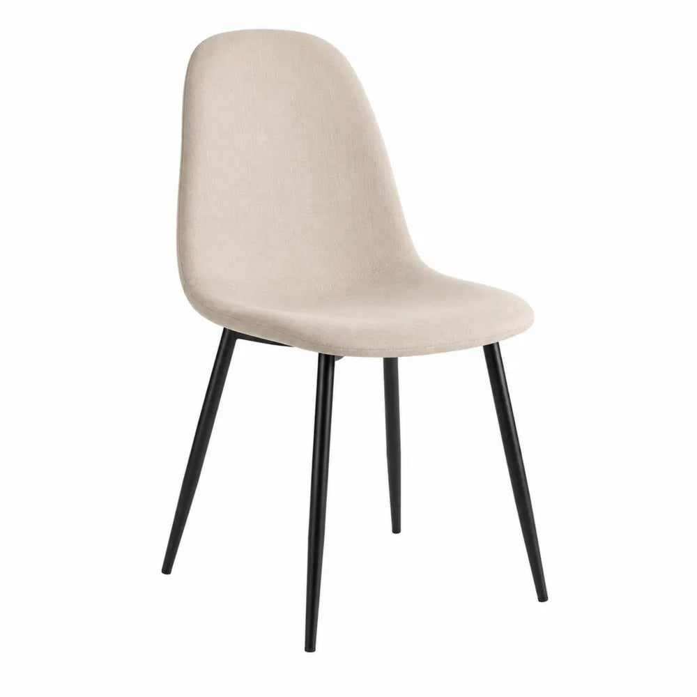 Chaise en tissu polyester beige avec pieds en métal noir