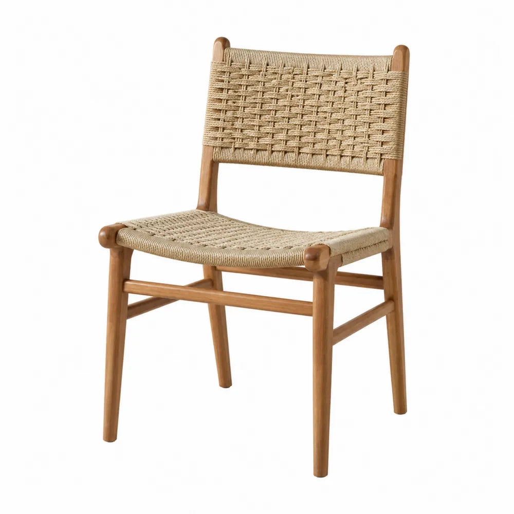 Chaise en bois et jute tissée 45x50x80 cm