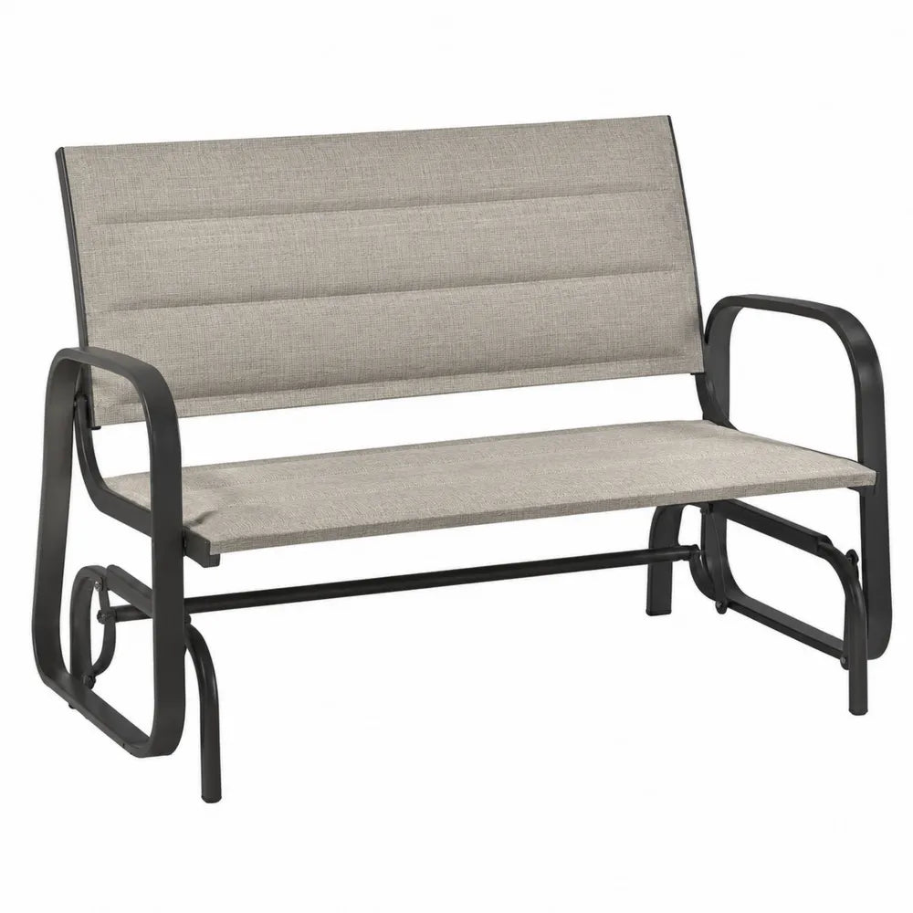 Banc en métal avec tissu polyester gris taupe